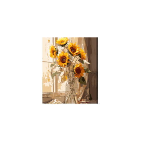 KIT PAINT BY NUMBERS CON BASTIDOR: RESPLANDOR DE GIRASOLES 40X50